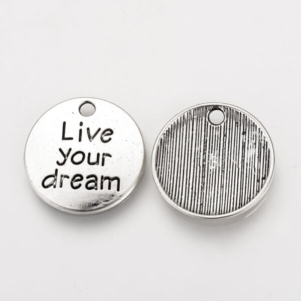 Medalla para dije colgante con frase "Live your dream"